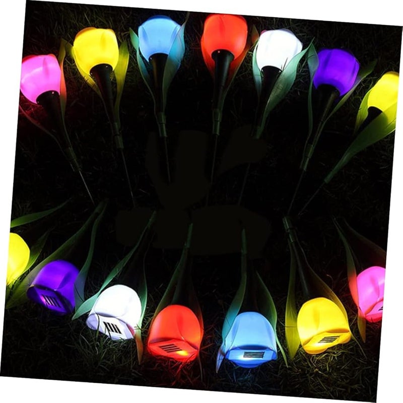 7Pcs Solar LED Tulip Garden Lights Outdoor Waterproof Pathway Landscape Lights - Image 2